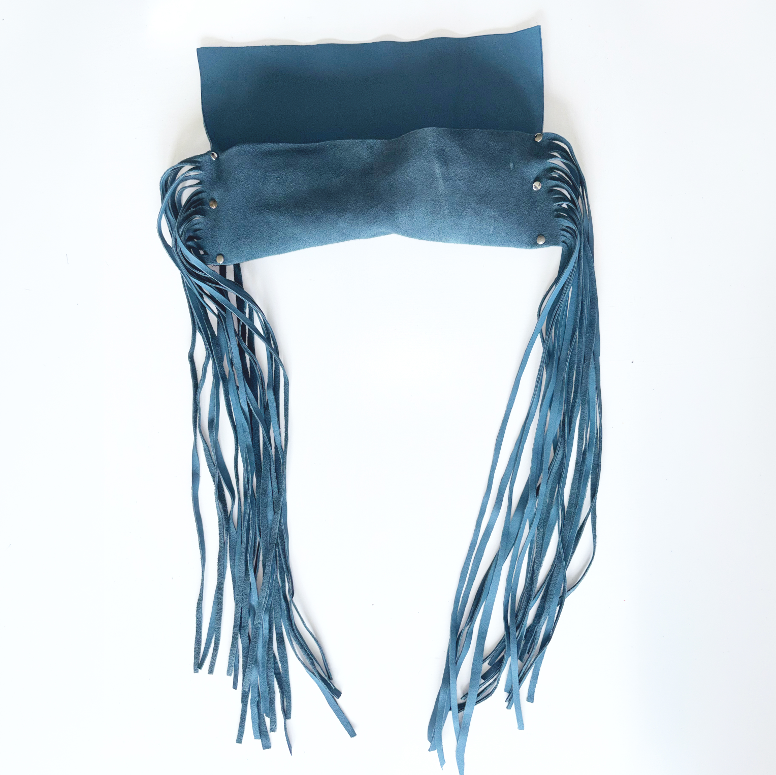 BLUE SUEDE FRINGE CLUTCH