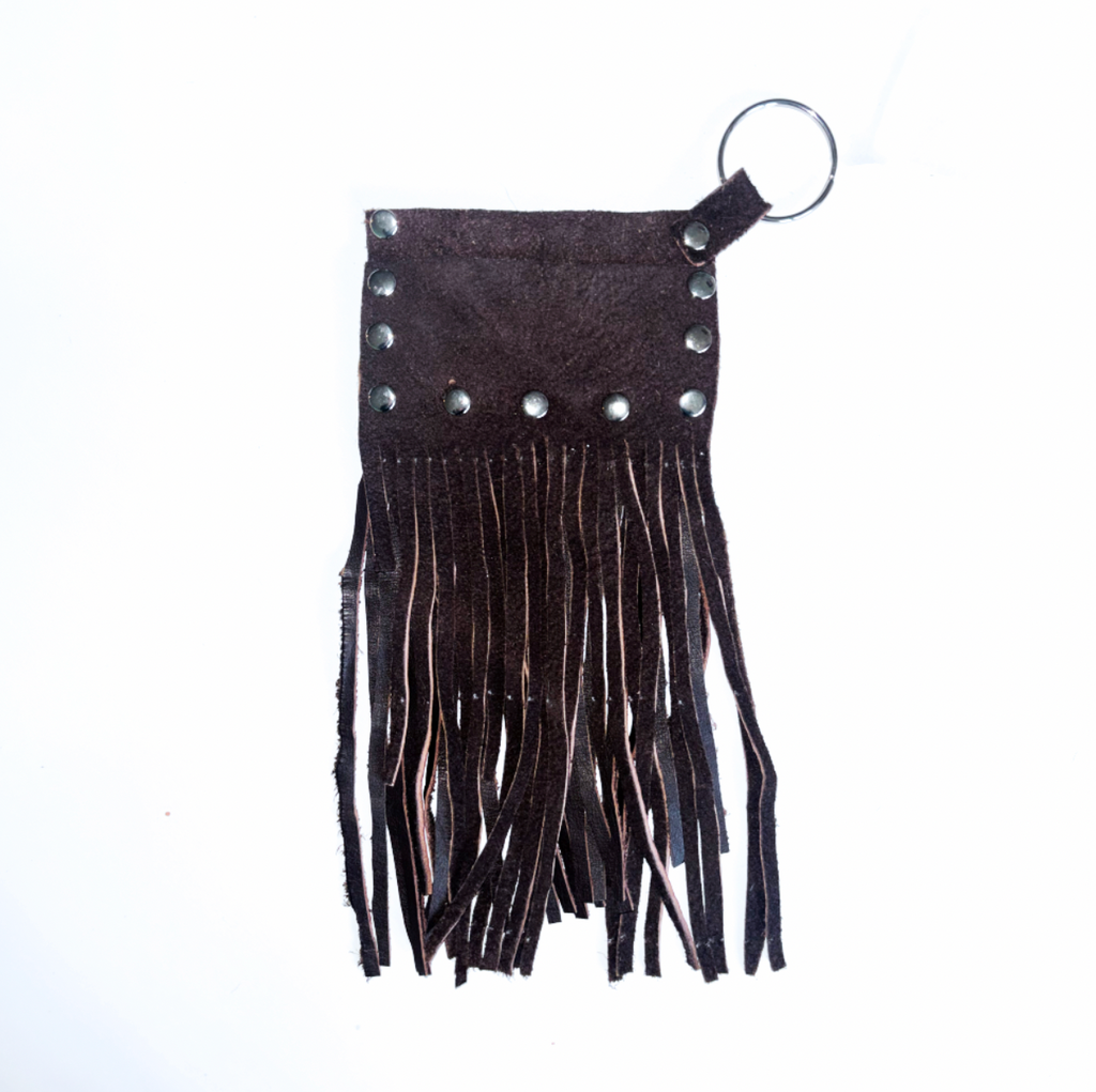 BROWN FRINGE CARD HOLDER