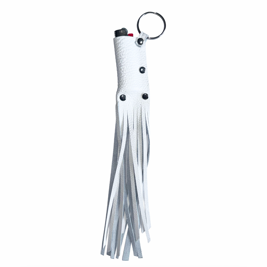 WHITE FRINGES LIGHTER / LIPSTICK CASE
