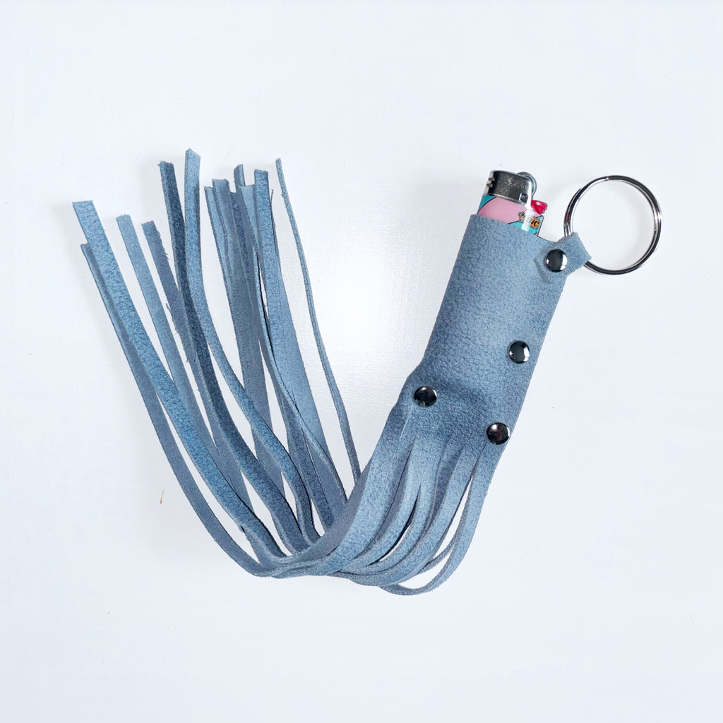 BLUE SUEDE FRINGES LIGHTER / LIPSTICK CASE