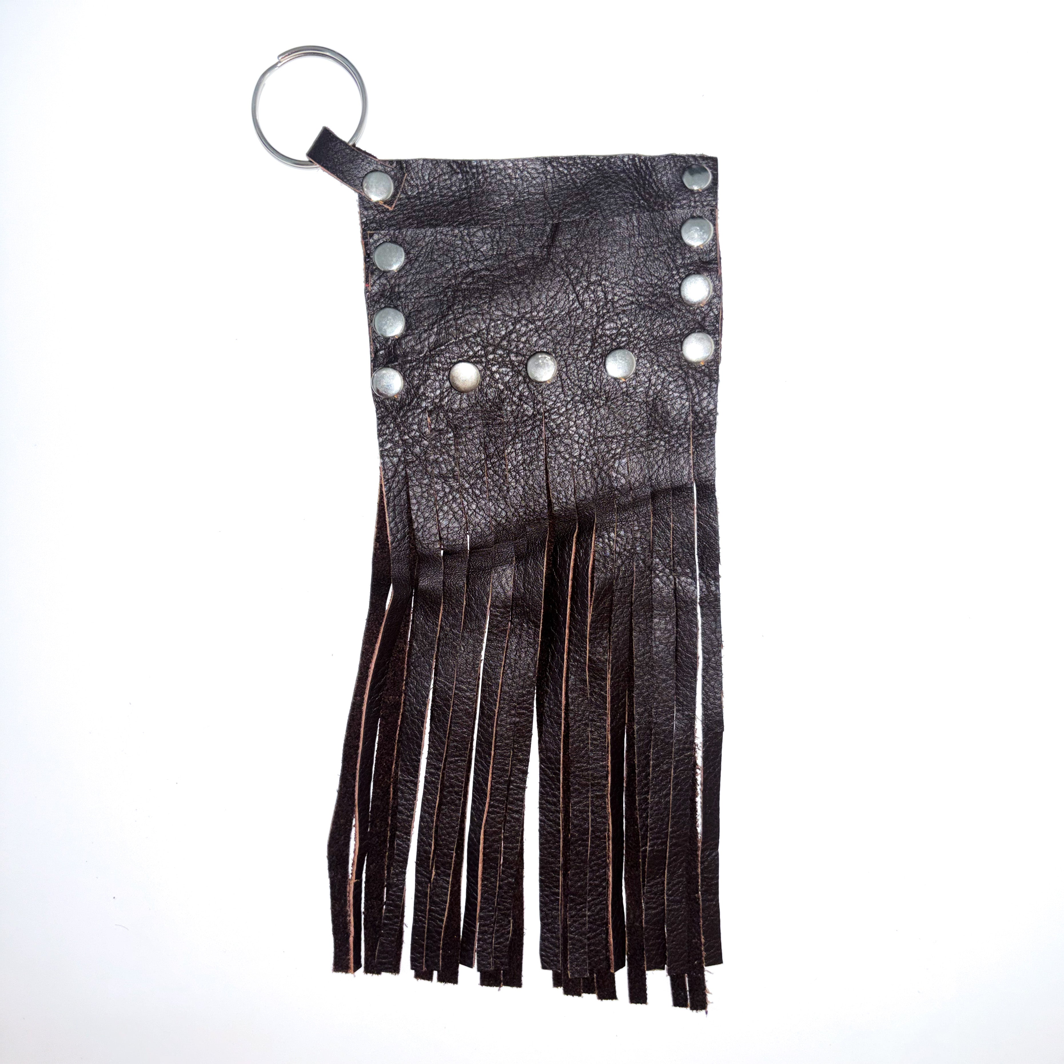 DARK BROWN FRINGE CARD HOLDER