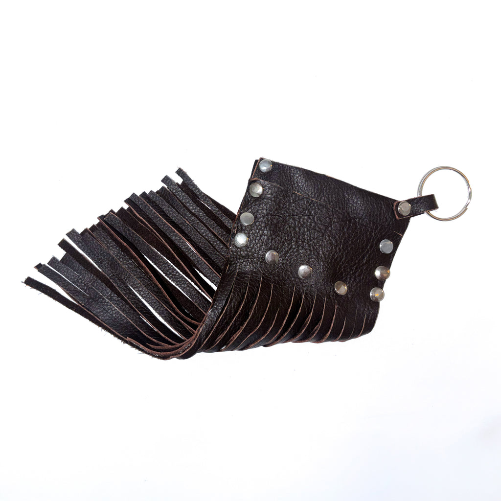 DARK BROWN FRINGE CARD HOLDER
