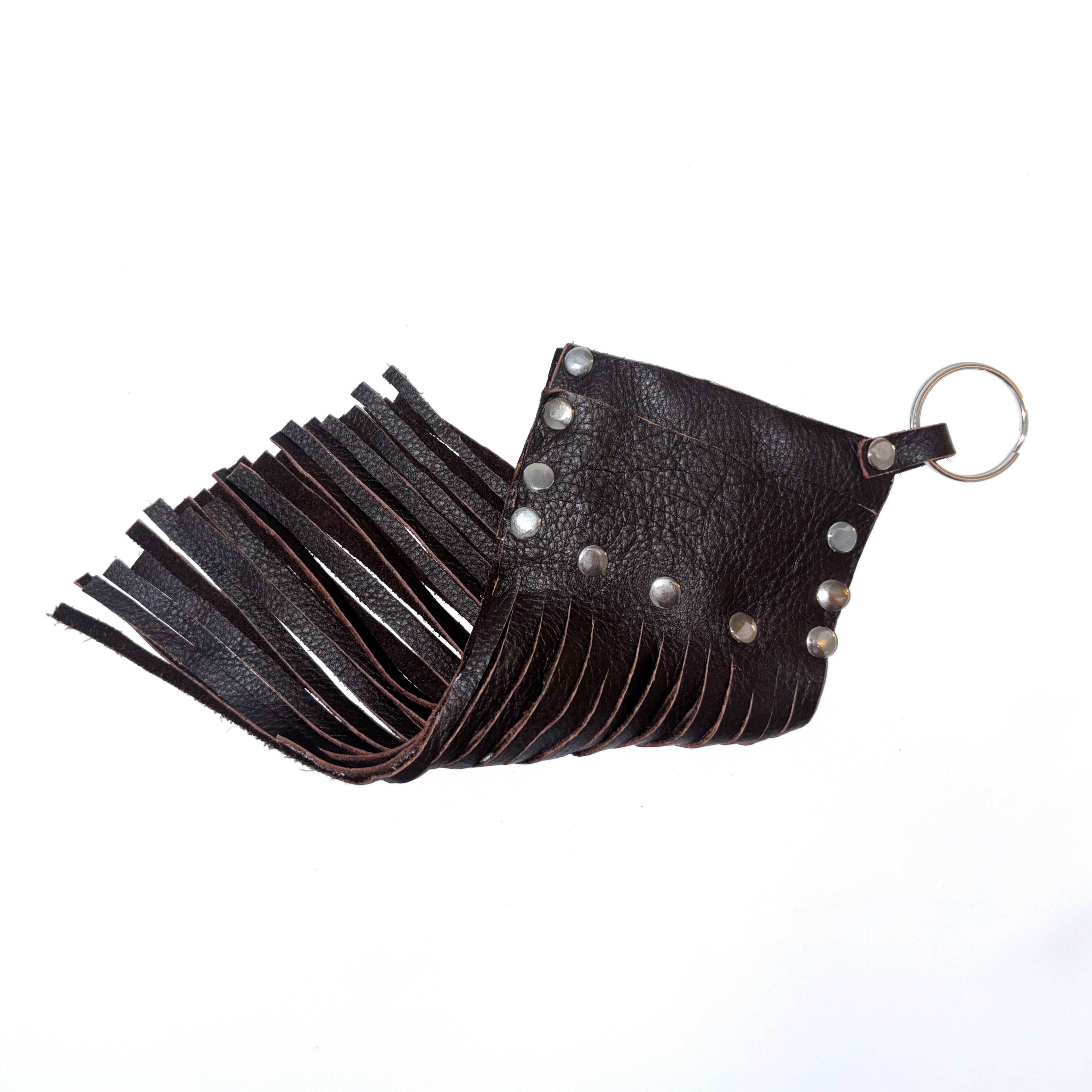 DARK BROWN FRINGE CARD HOLDER