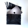 BLACK COW FRINGE LAPTOP SLEEVE / CLUTCH